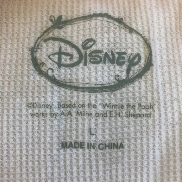 Disney Winnie The Pooh & Piglet Waffle Loungewear Pajamas Ladies Top L Bottom M - Picture 4 of 15